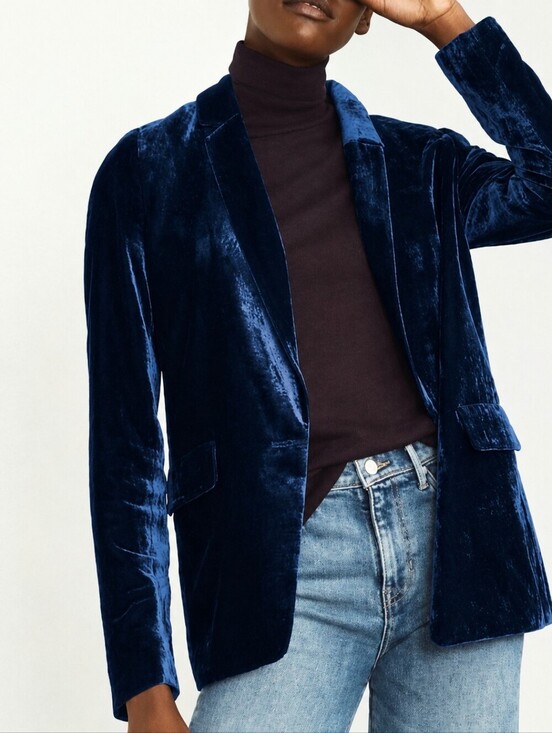 Banana Republic Jackets & Blazers - ❤️ BANANA REPUBLIC SLOUCHY VELVET ONE BUTTON BLAZER JACKET - MIDNIGHT BLUE, 2
